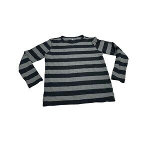Uniqlo Kids Long-Sleeve Striped Shirt Gray & Black Cotton Size 13